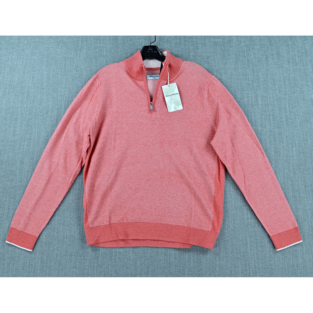 Tommy Bahama Sweater Men's S Red Island Zone CoolMax 1/2 Zip Pullover NWT